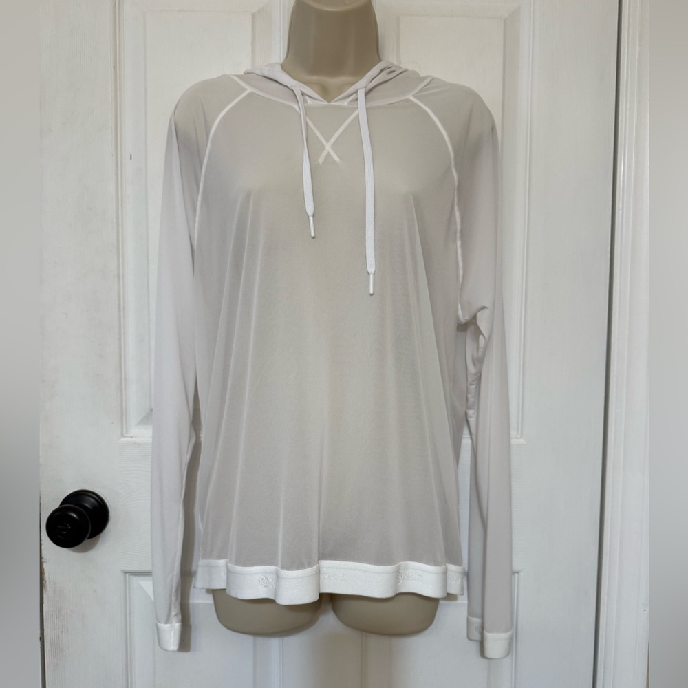 Zella Innovate Sheer Water Repellent Mesh Hoodie Pullover White Size L - Picture 2 of 10
